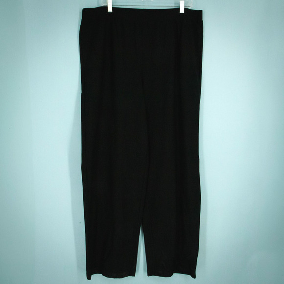 Eileen Fisher Plus Size 2X Black Stretch Crepe Pull On Straight Leg System Pants - Picture 1 of 7